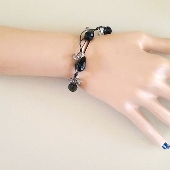 Vintage Glass And Crystal Beaded Stretch Bracelet - Picture 9 of 12